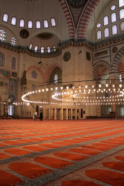 Uvnitř suleymaniye mosque v Istanbulu — Stock fotografie