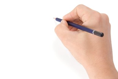 Hand writing with wood pencil clipart