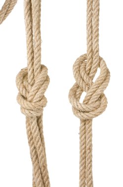 Ship ropes with a knot isolated on white clipart