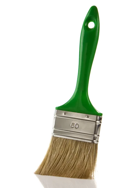 Green paintbrush isolated on white — Stock Photo, Image