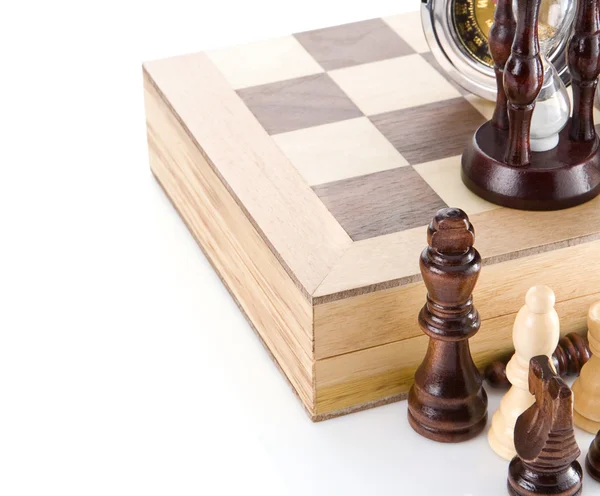 Hourglass, chess. — Stock Photo, Image