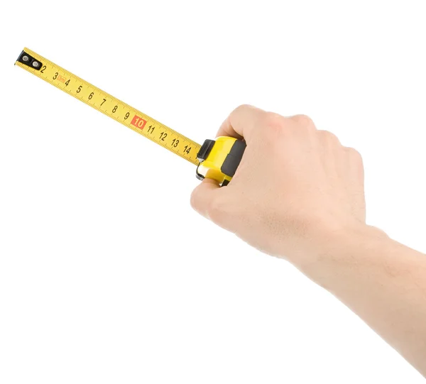 Hand measuring by tape measure — Stock Photo, Image