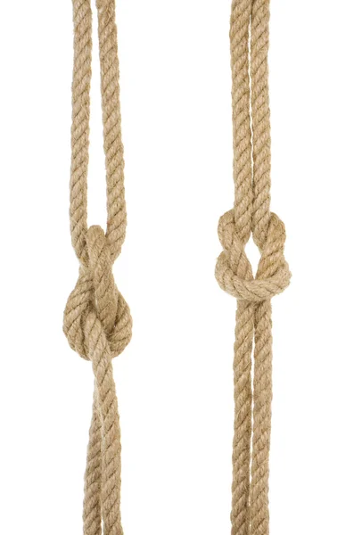 Lodní lana s uzlem izolovaných na bílém — Stock fotografie