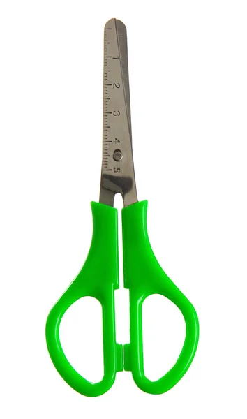Zielone nożyczki izolowane na białym — Zdjęcie stockowe