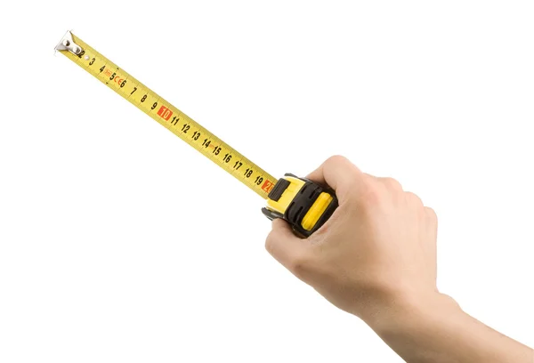 Hand and tape measure isolated on — Stock Photo, Image
