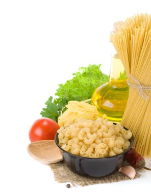 Raw pasta and healthy food clipart