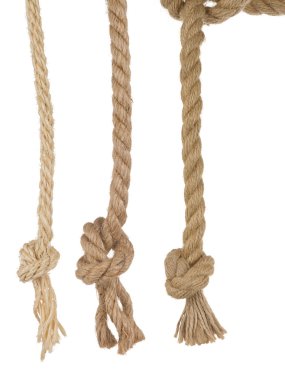 Ship ropes with knot on white clipart
