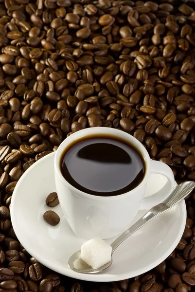 Tazza di caffè e fagioli — Foto Stock