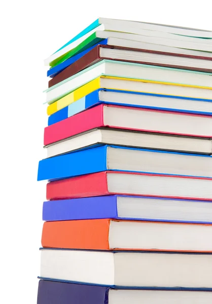 Hög med nya böcker isolerad på vit — Stockfoto