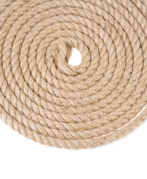 Ship rope with knot on white — Stock Photo, Image