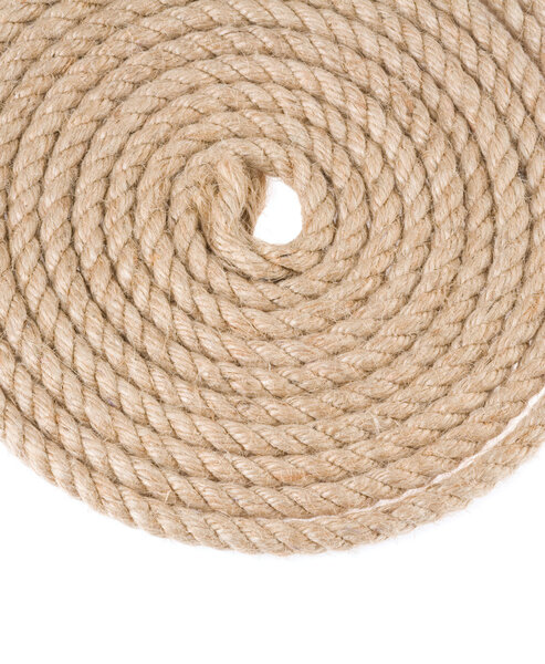 Корабельная верёвка с узлом на белом
