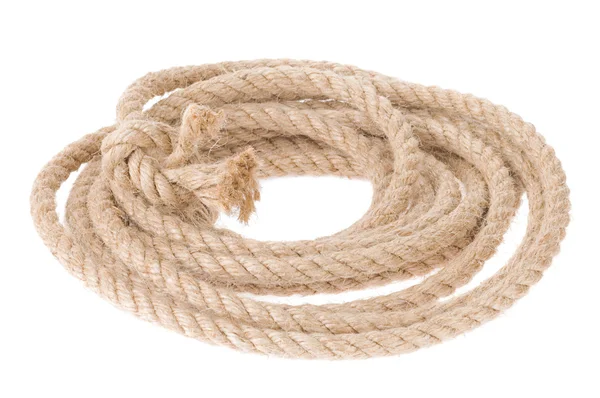 Корабельна мотузка з вузлом на білому — стокове фото