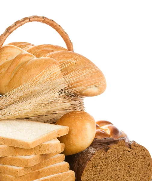 Pane e prodotti da forno su bianco — Foto Stock