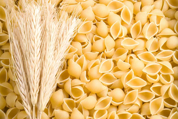 原始的意大利面和小麦的耳朵 — 图库照片