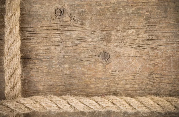 Corda de navio e fundo de madeira velha — Fotografia de Stock