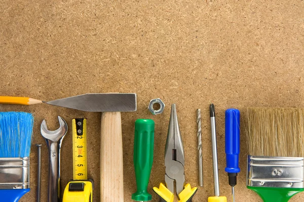 Tools op houtstructuur — Stockfoto