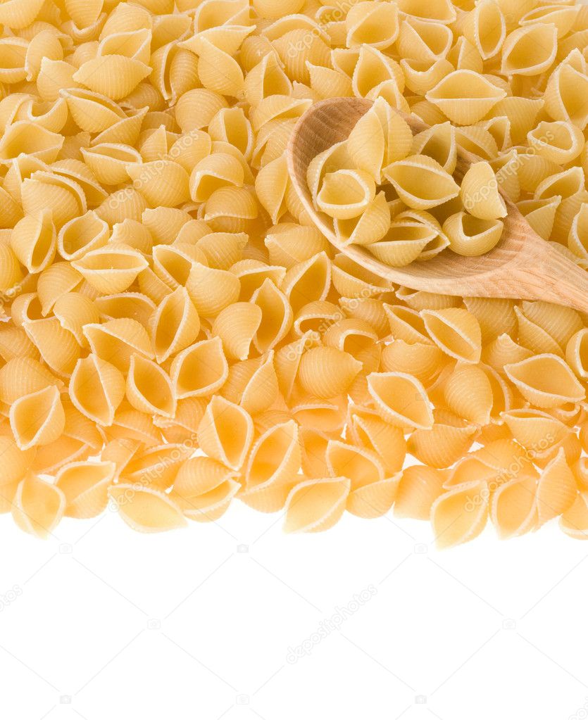 Raw pasta isolated on white
