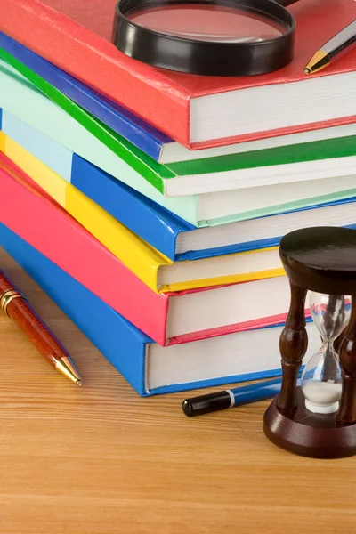 stock image Pile of books on wood