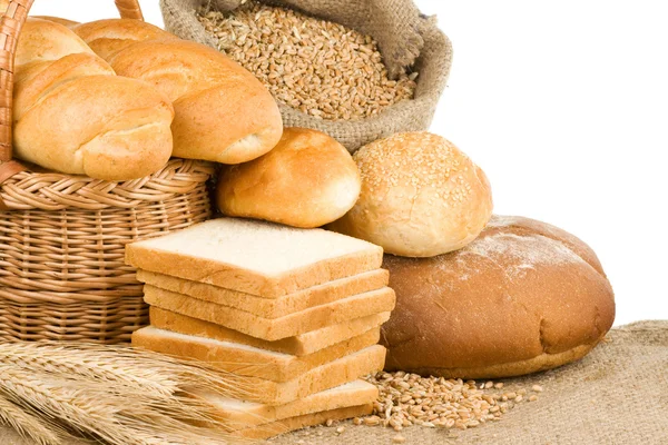 Brood- en banketsector producten op wit — Stockfoto