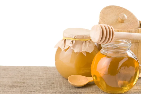 Miele in vaso isolato su bianco — Foto Stock