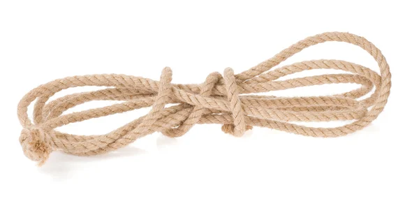 Ship rope with knot isolated on white — Stock Photo, Image