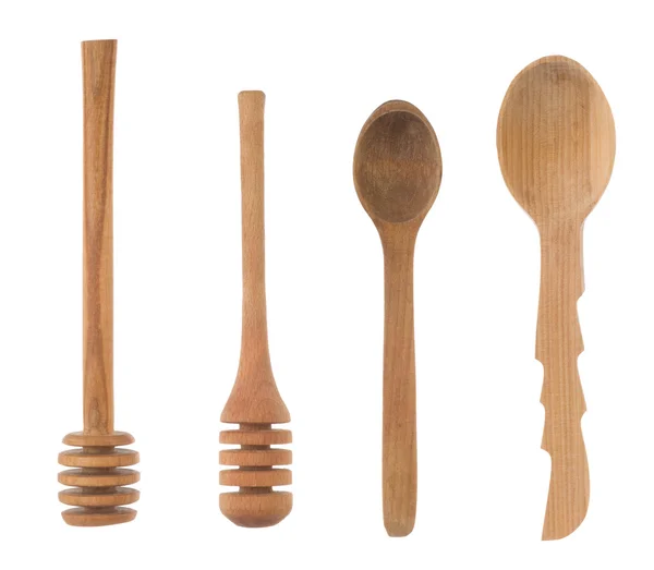 Cuchara de madera y palo como utensilios — Foto de Stock