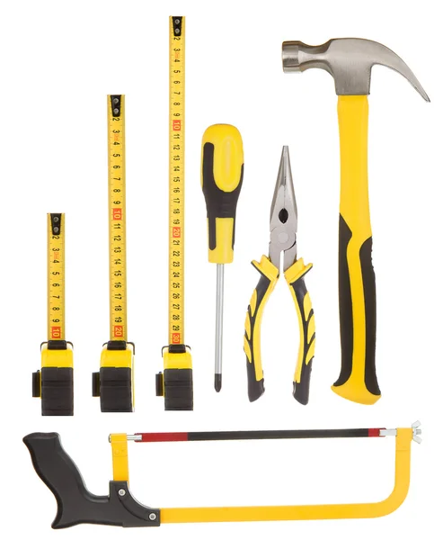 Conjunto de ferramentas e instrumentos sobre branco — Fotografia de Stock