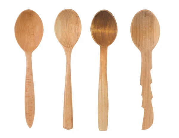 Cucchiaio di legno come utensili su bianco — Foto Stock