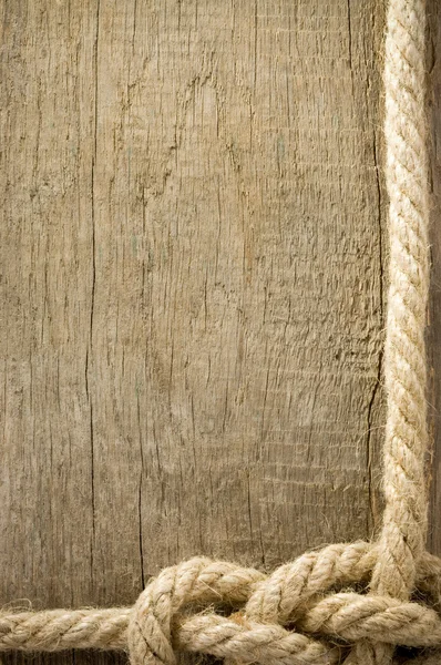 Lodní lana uzel na dřevo — Stock fotografie