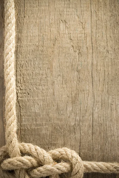 Ship rope and wood background — Stock Photo, Image