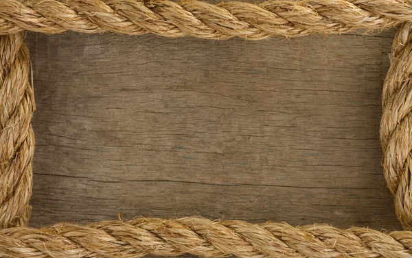 船上的绳索和老木背景 — 图库照片