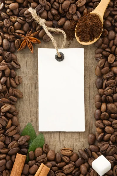 Coffee powder and beans as background — Stock Photo, Image