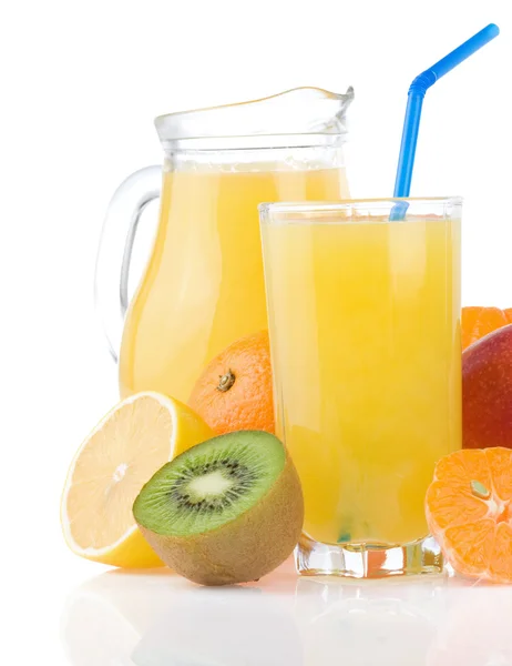 Juice and fruits isolated on white — Stock Photo, Image