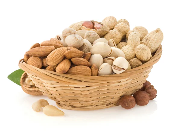Set of nuts isolated on white background — Stock Photo, Image
