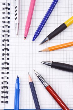 Set of pens and pencils clipart