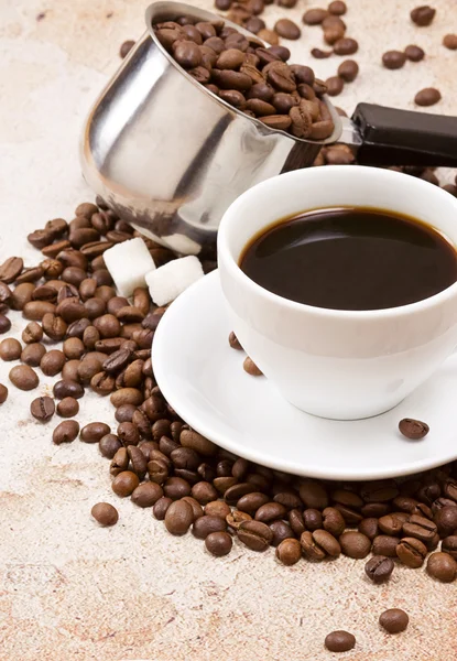 Kaffe, socker och bens — Stockfoto
