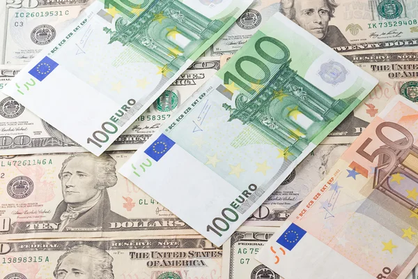 Fundo do dólar e do euro — Fotografia de Stock