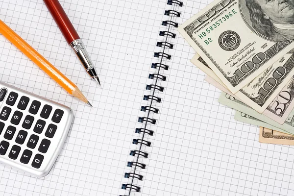 Dollars, pen and pencil — Stock Photo, Image