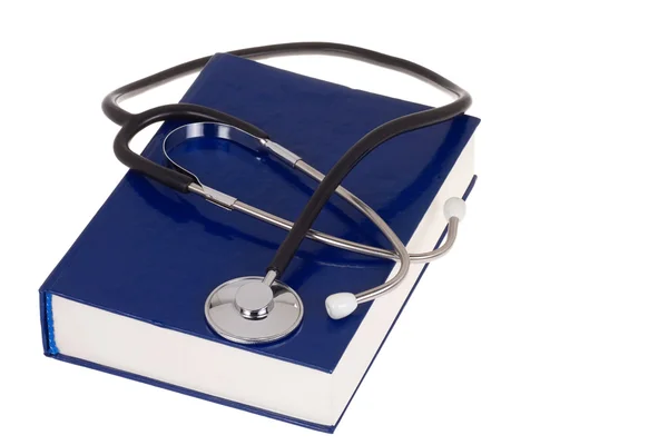 Book and stethoscope on white — Stock Photo, Image