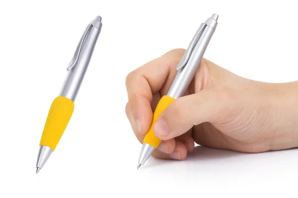 Mano e penne isolate — Foto Stock