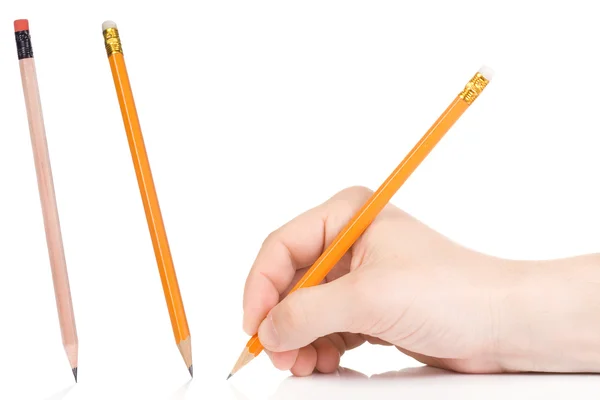 Kéz- és fa ceruza — Stock Fotó