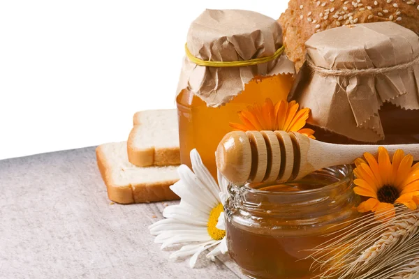 Honey and bread — Stock Photo, Image