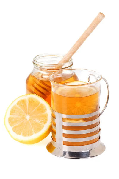 Honey, tea and lemon — Stock Photo, Image