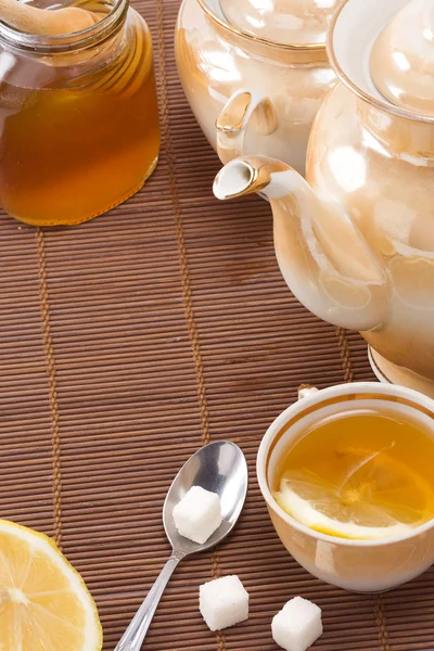 stock image Tea, pot and honey