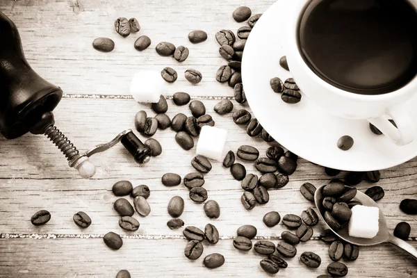 Kahve ve taşlama tezgahı — Stok fotoğraf