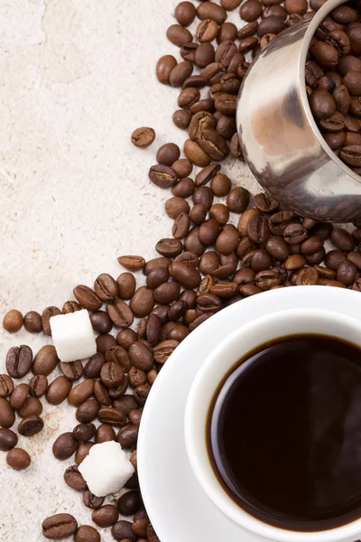 Panela e xícara de café — Fotografia de Stock