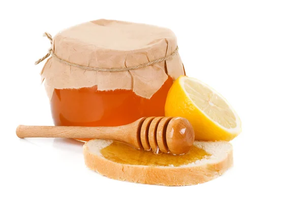 Honey, lemon and bread — Stock Photo, Image