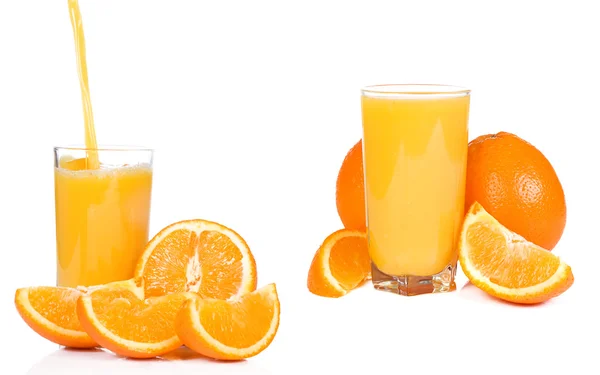Arancia gialla e succo — Foto Stock