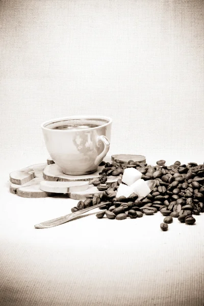 Cukr a kávová zrna — Stock fotografie