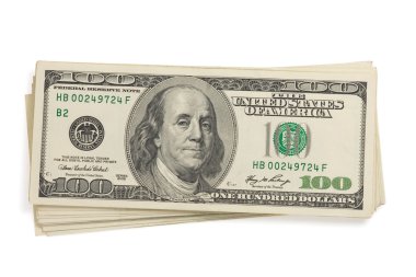 dolar para banknot üzerinde beyaz izole